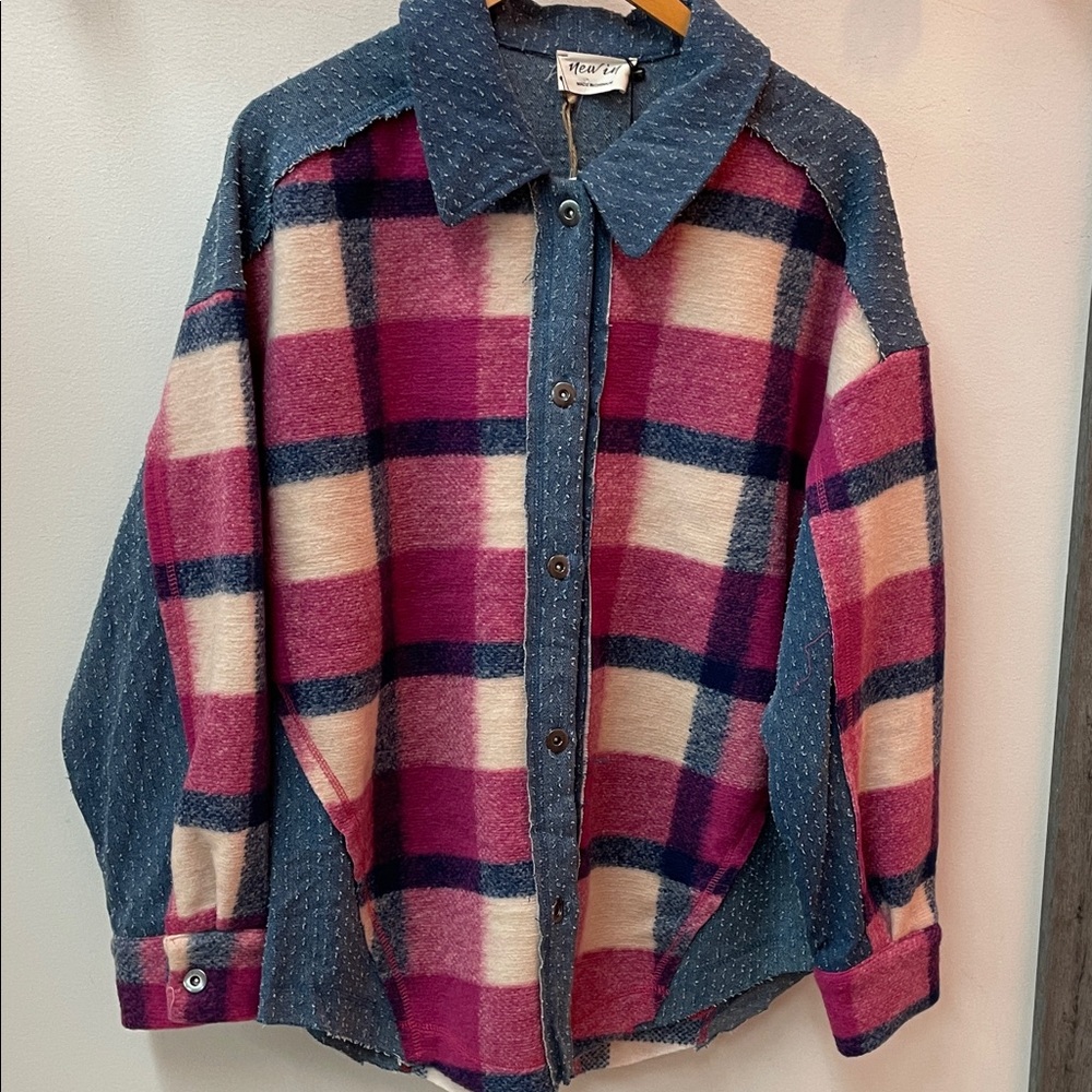 Very J Pink and Blue Plaid Shirt/Jacket